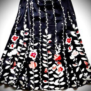 Talbots 100% Pure Silk Floral Midi Skirt Size 14